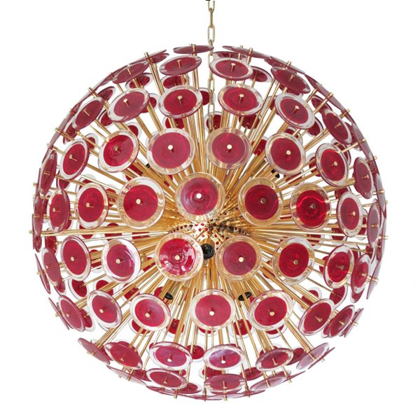 Murano Red Disco Glass Sputnik Chandelier Vistosi Красный (Red) Золотой в Саратове | Loft Concept 