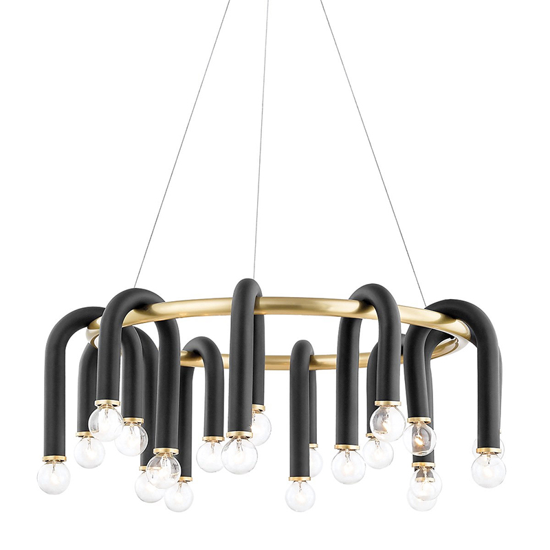 Люстра Paulson floppy chandelier round gold Черный Золотой в Саратове | Loft Concept 