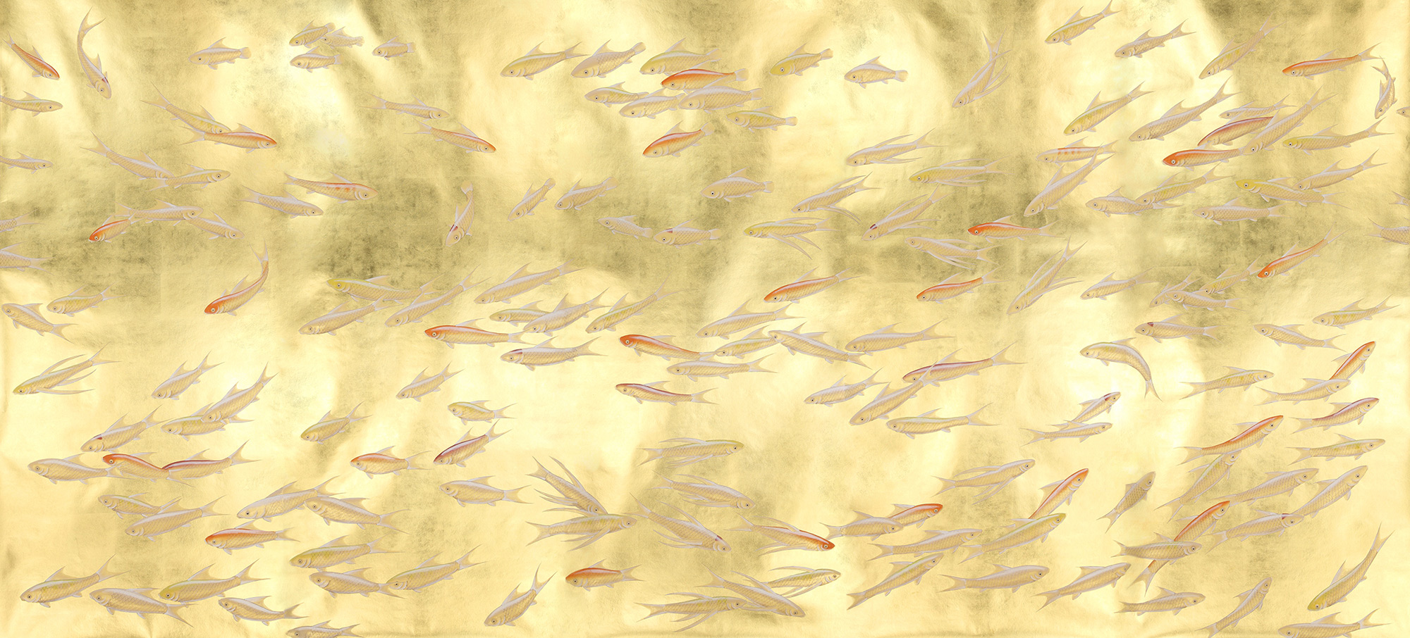 Обои ручная роспись Fishes Koi on Deep Rich Gold gilded paper Обои ручная роспись Fishes Koi on Deep Rich Gold gilded paper - постер Loft-Concept в Саратове