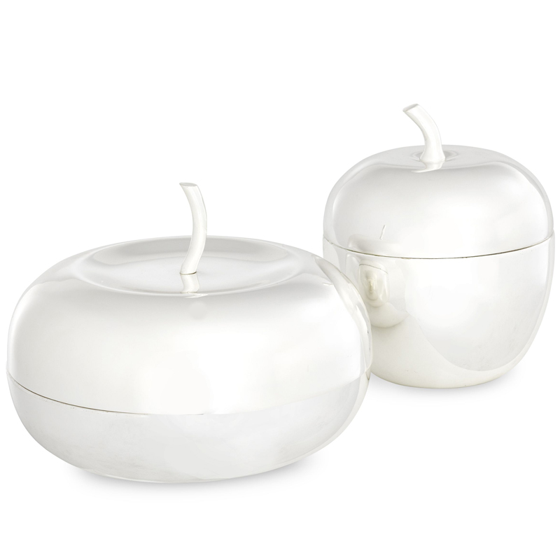 Комплект шкатулок Eichholtz Box Apple Set of 2 Silver Серебряный в Саратове | Loft Concept 