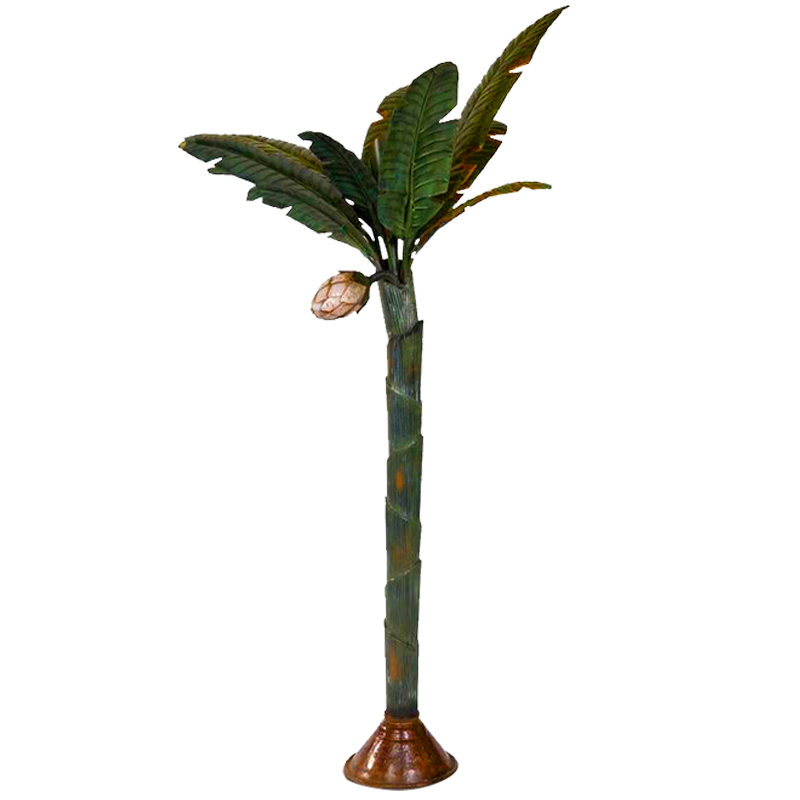 Торшер Дизайнерский Зеленый Банан Painted Metal Sculpture of Palm or Banana Tree and Flower Искусственная бурая ржавчина Зеленый в Саратове | Loft Concept 