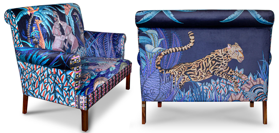Диван Ardmore Design Sabie Sofa in Tanzanite Синий Тропический Орнамент Диван Ardmore Design Sabie Sofa in Tanzanite Синий Тропический Орнамент - Loft-Concept в Саратове