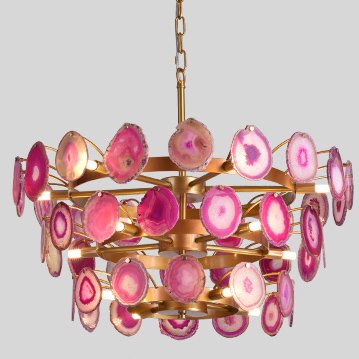 Люстра Agate Burst Chandelier 3 Round pink Розовый пастельный Золотой в Саратове | Loft Concept 