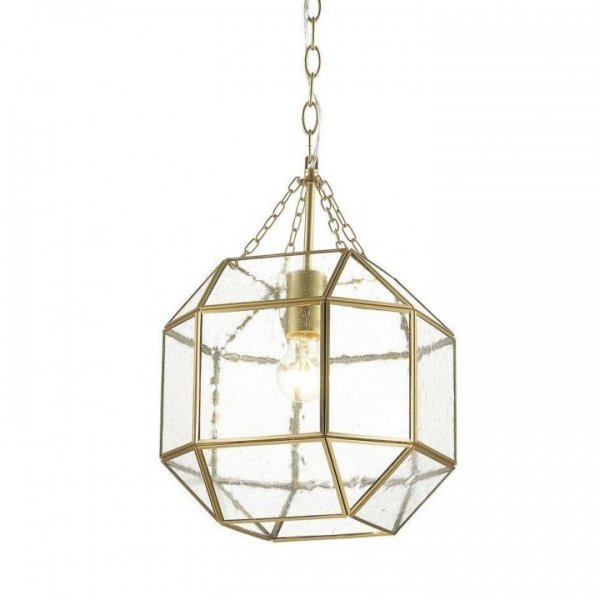 Подвесной светильник Glass & Metal Cage Pendant Gold Глянцевое золото в Саратове | Loft Concept 