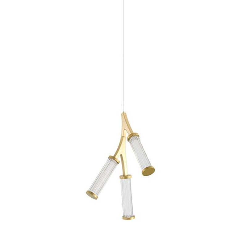 Люстра Cylinder Branches Chandelier Gold 3 Золотой Прозрачный в Саратове | Loft Concept 