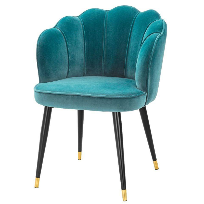 Стул Eichholtz Dining Chair Bristol sea green Бирюзовый Черный Латунь в Саратове | Loft Concept 