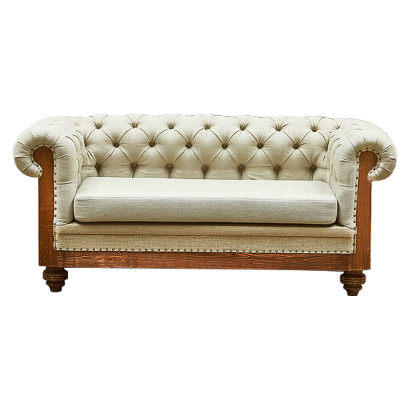 Диван Deconstructed Chesterfield Sofa double Ivory Linen ivory ( слоновая кость ) Коричневый в Саратове | Loft Concept 