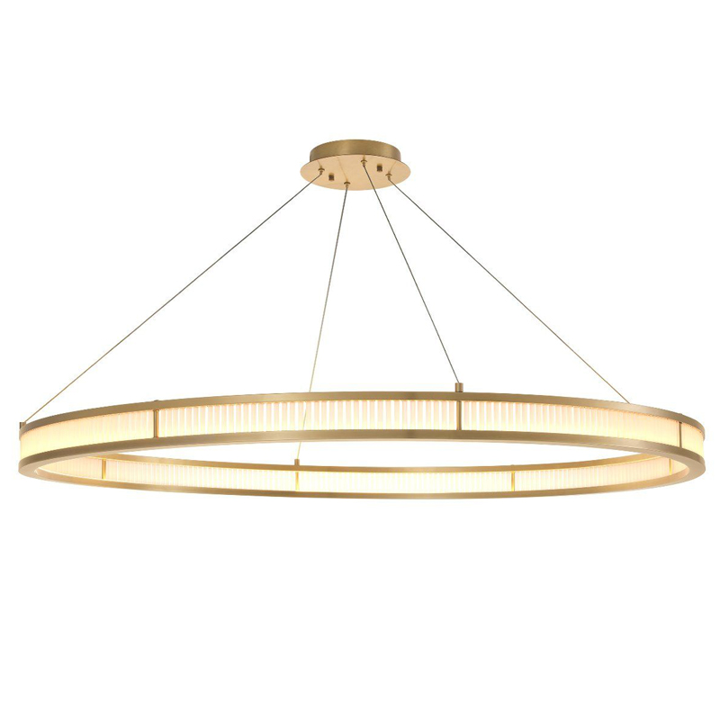 Люстра Eichholtz Chandelier Damien XL Brass Латунь Античная полированная Белое матовое стекло в Саратове | Loft Concept 