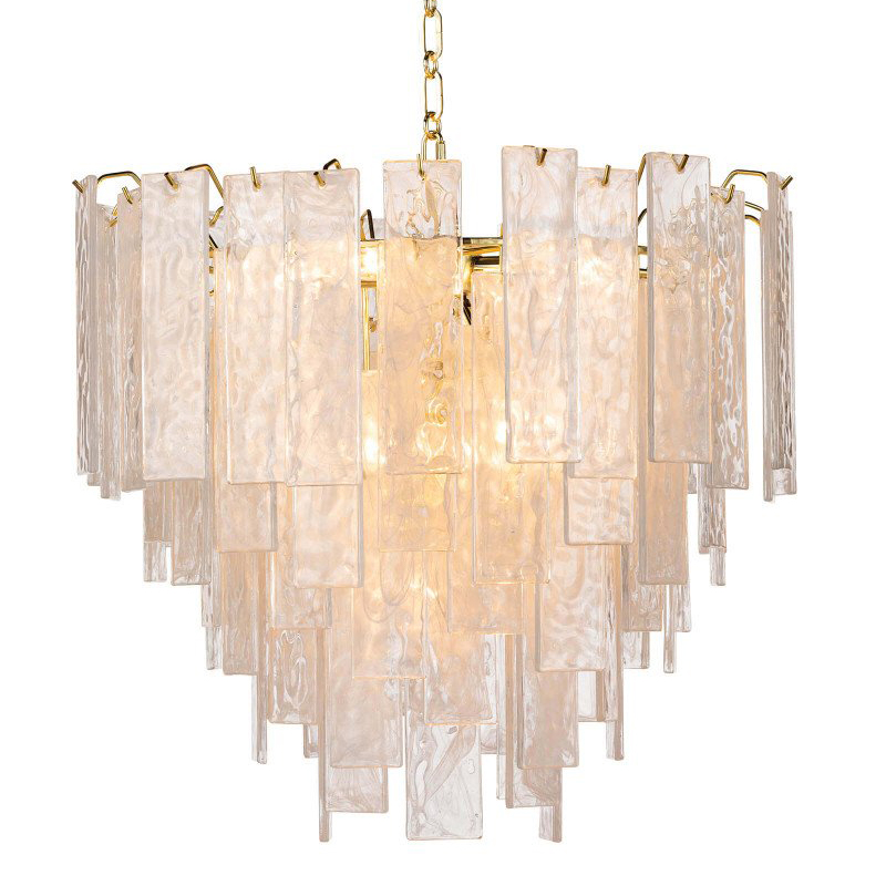 Люстра Textured Glass Chandelier Rectangular Pendants Золотой Прозрачный (Transparent) в Саратове | Loft Concept 