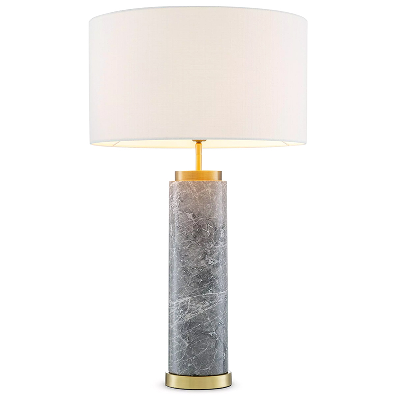 Настольная лампа Eichholtz Table Lamp Lxry Grey Marble Серый Латунь Белый в Саратове | Loft Concept 