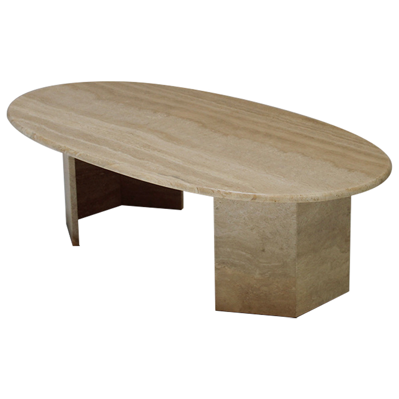 Кофейный стол Oval Travertine Coffee Table Коричневый в Саратове | Loft Concept 