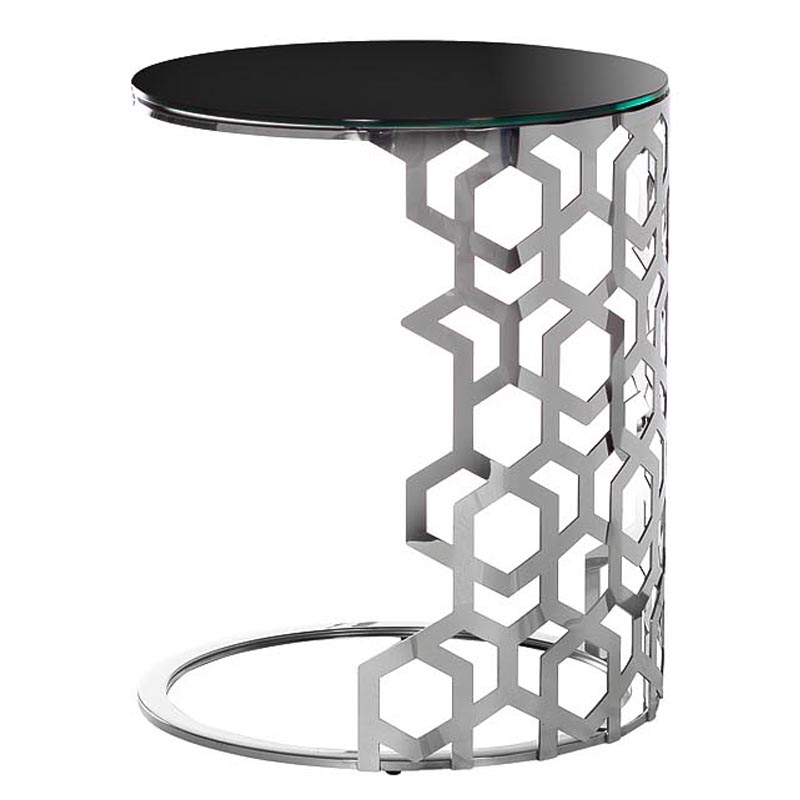 Приставной стол Yen Geometry Side Table silver 60 Серебряный в Саратове | Loft Concept 