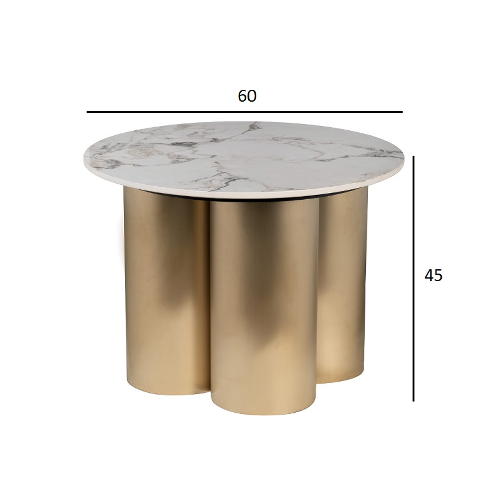 Стол журнальный круглый керамогранит белый Keramos в Саратове