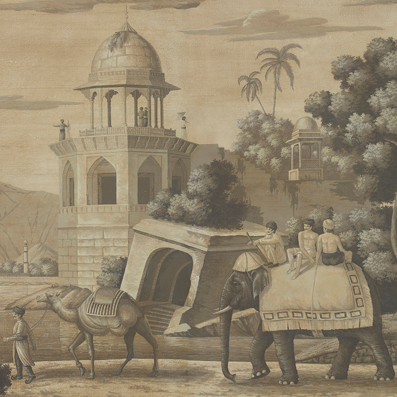Обои ручная роспись Early Views of India Eau Forte on antique scenic Xuan paper  в Саратове | Loft Concept 