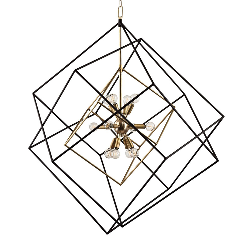 Люстра CUBIST Pendant Black and Gold 9 lamp Золотой Черный в Саратове | Loft Concept 