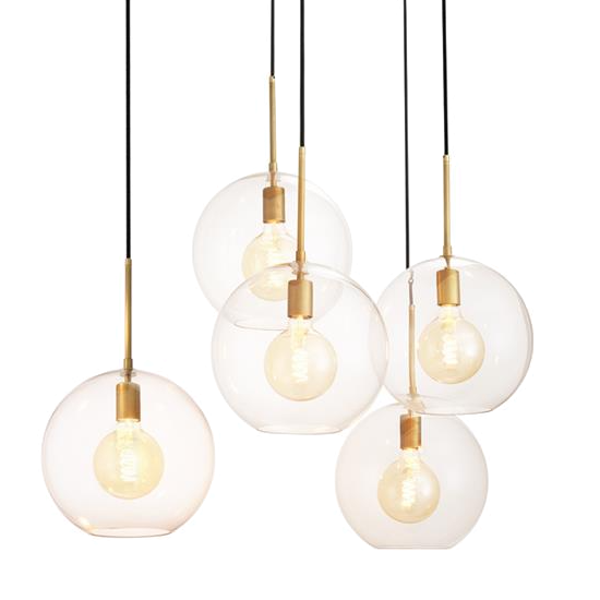 Люстра Chandelier Tango 5 light Латунь Античная полированная Темная бронза Прозрачное Стекло в Саратове | Loft Concept 