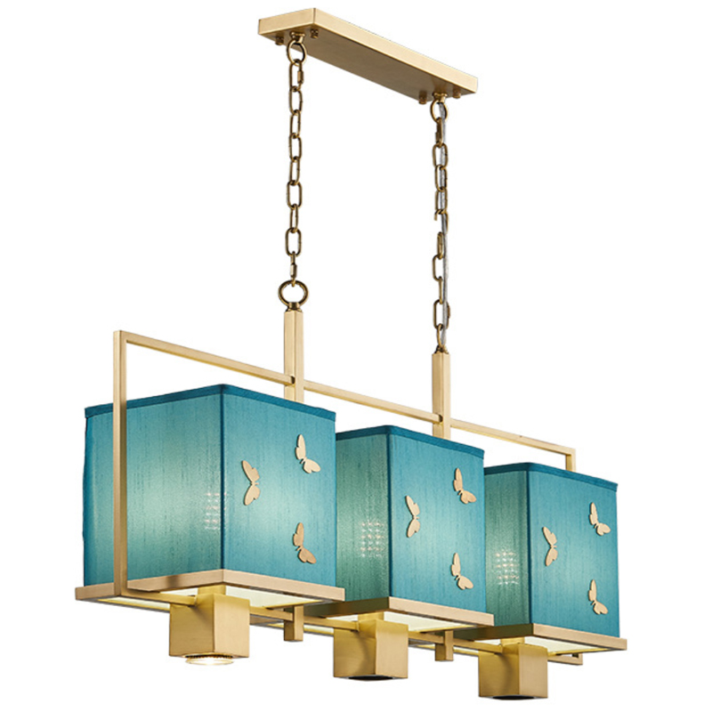 Люстра с бабочками Butterflies Blue Background Chandelier Латунь Бирюзовый в Саратове | Loft Concept 