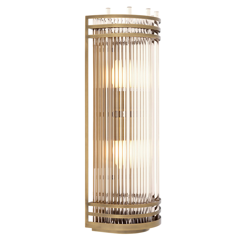 Бра Eichholtz Wall Lamp Gulf L Brass Латунь Античная полированная Прозрачный в Саратове | Loft Concept 