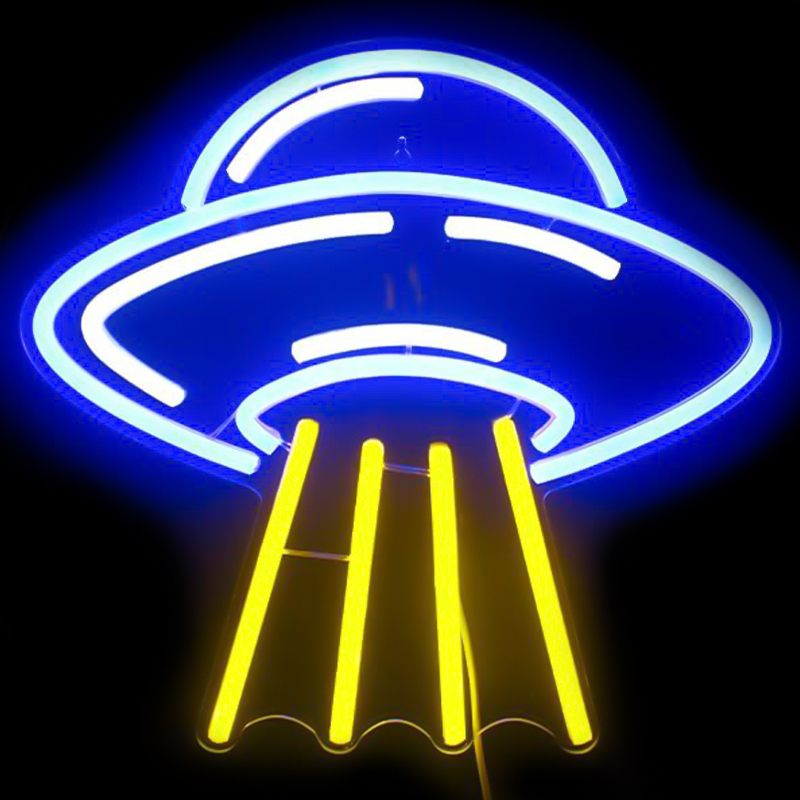 Неоновая настенная лампа UFO Neon Wall Lamp Желтый Синий в Саратове | Loft Concept 