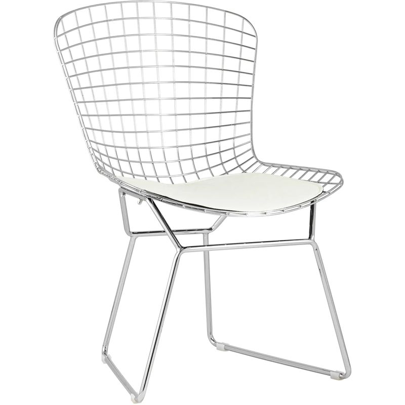 Стул Bertoia Chair Хромированный с Белой подушкой Хром Белый в Саратове | Loft Concept 