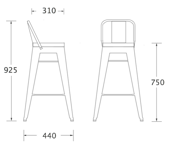 Барный стул Tolix Bar Stool 75 Backed в Саратове