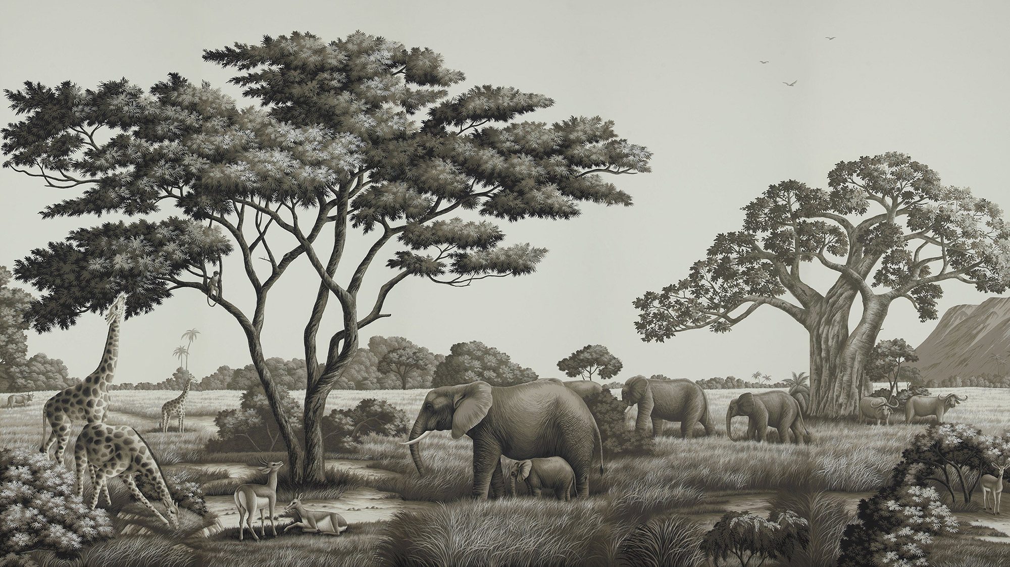 Обои ручная роспись African Savannah Colourway SC-94 on scenic paper Обои ручная роспись African Savannah Colourway SC-94 on scenic paper - постер Loft-Concept в Саратове