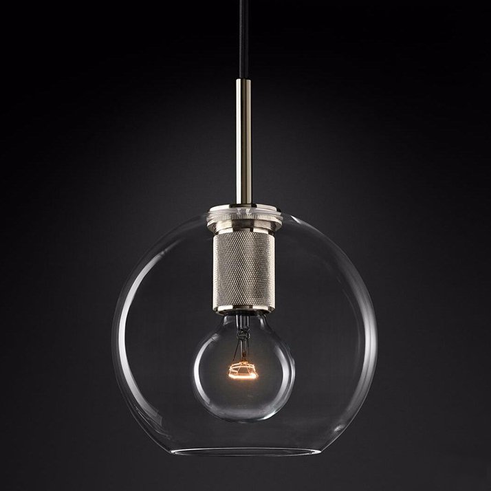 Подвесной светильник RH Utilitaire Globe Pendant Silver Никель Прозрачное Стекло в Саратове | Loft Concept 