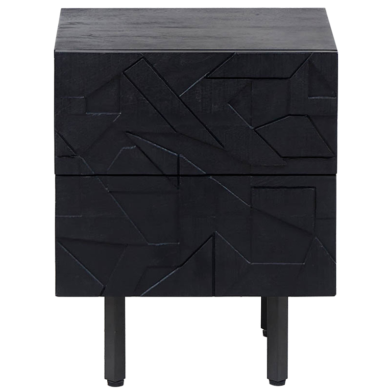 Тумба Polygonal Ornament Nightstand Черный в Саратове | Loft Concept 