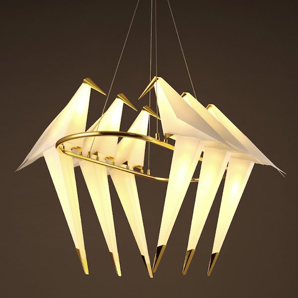 Люстра Origami Bird Chandelier 6 Бежево-серый Золотой в Саратове | Loft Concept 