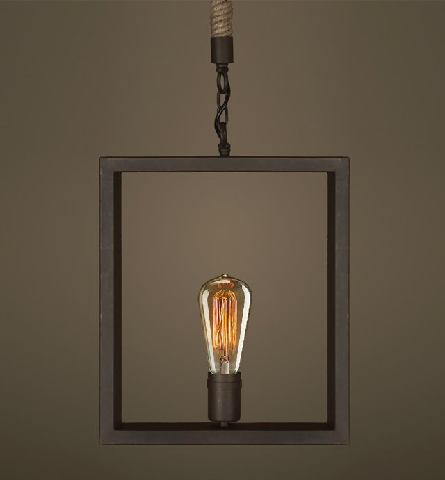 Подвесной светильник  Quadrate Loft Rope Light Коричневый в Саратове | Loft Concept 