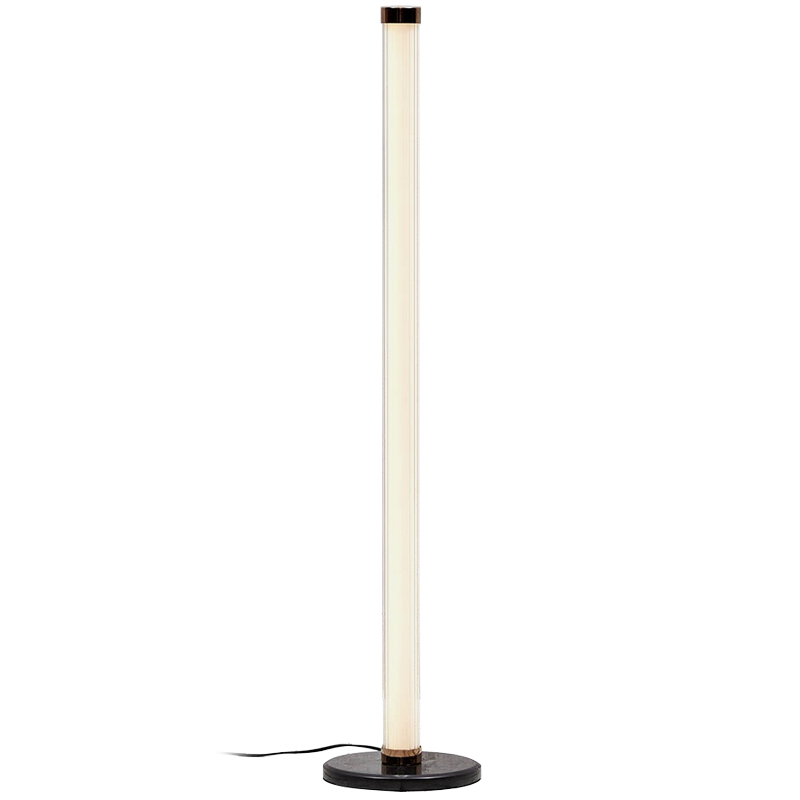 Дизайнерский торшер CANVAS GLASS TUBE FLOOR LAMP Медь Кремовый Черный Прозрачное Стекло в Саратове | Loft Concept 