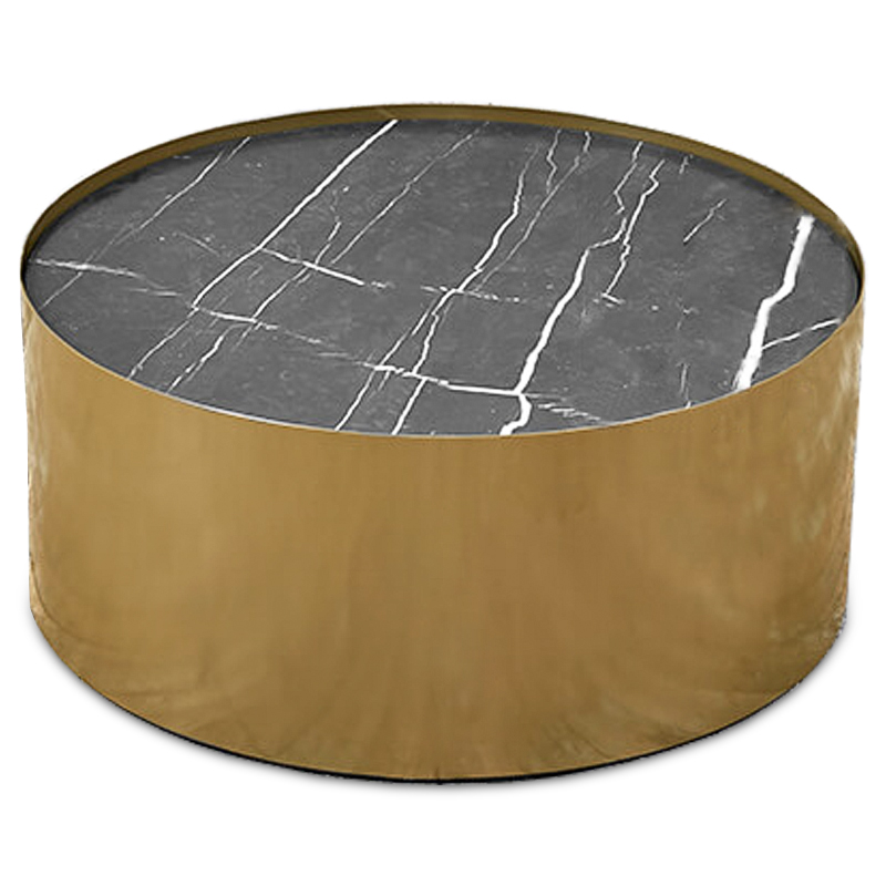 Кофейный стол Cappello Coffee Table Латунь Черный Мрамор Nero в Саратове | Loft Concept 