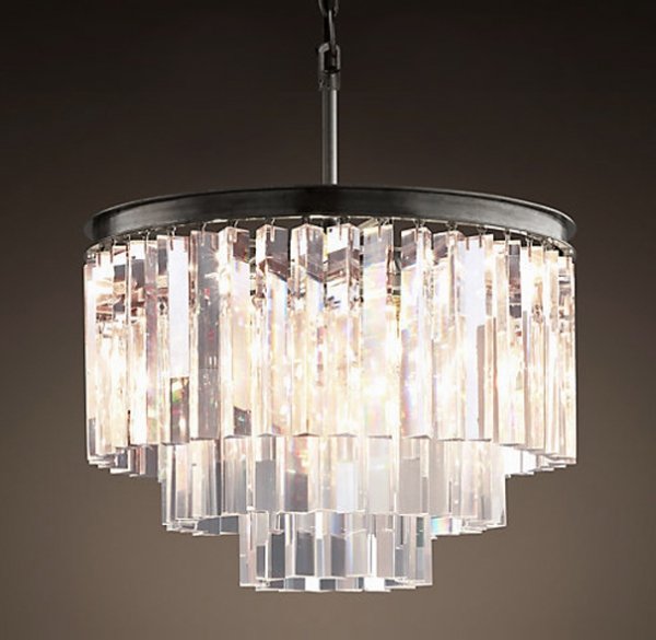 Люстра RH 1920s Odeon Clear Glass Fringe Chandelier - 3 rings Черный в Саратове | Loft Concept 