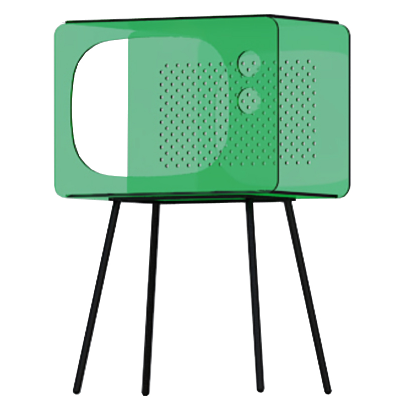 Зеленая тумбочка в виде телевизора из акрила Green Acrylic Television Nightstand Зеленый Черный Зеленая тумбочка в виде телевизора из акрила Green Acrylic Television Nightstand Зеленый Черный в Саратове | Loft Concept