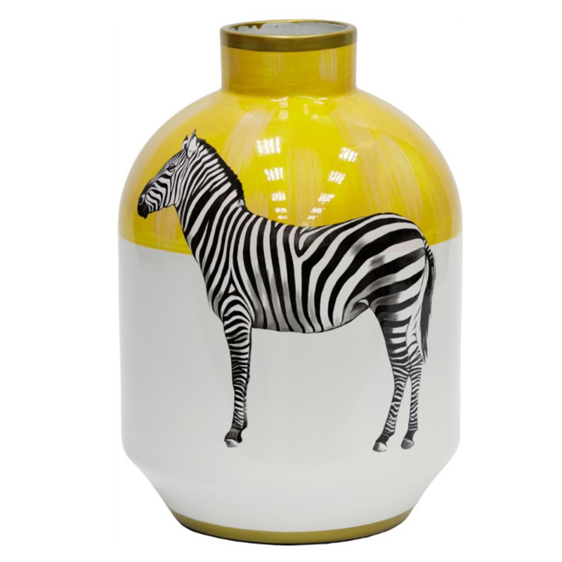 Ваза Zebra Vase white and yellow Белый Желтый Черный Золотой в Саратове | Loft Concept 