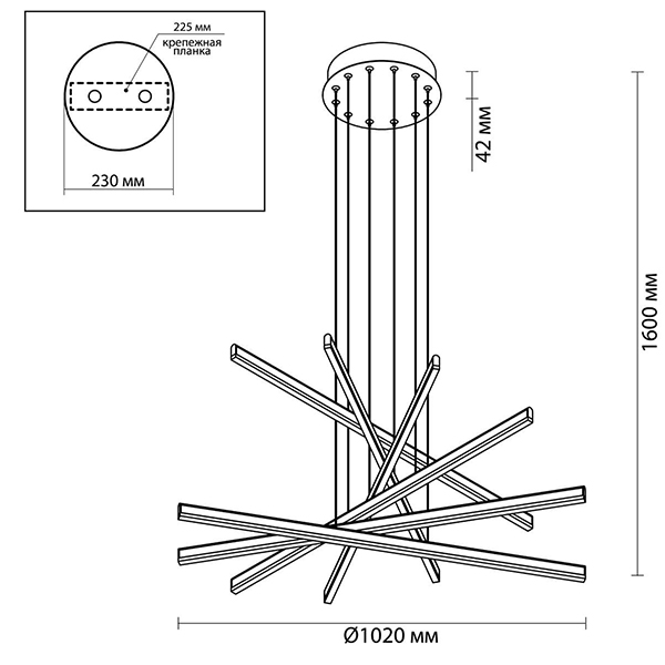 Люстра Rolf Six Black Lines Chandelier в Саратове