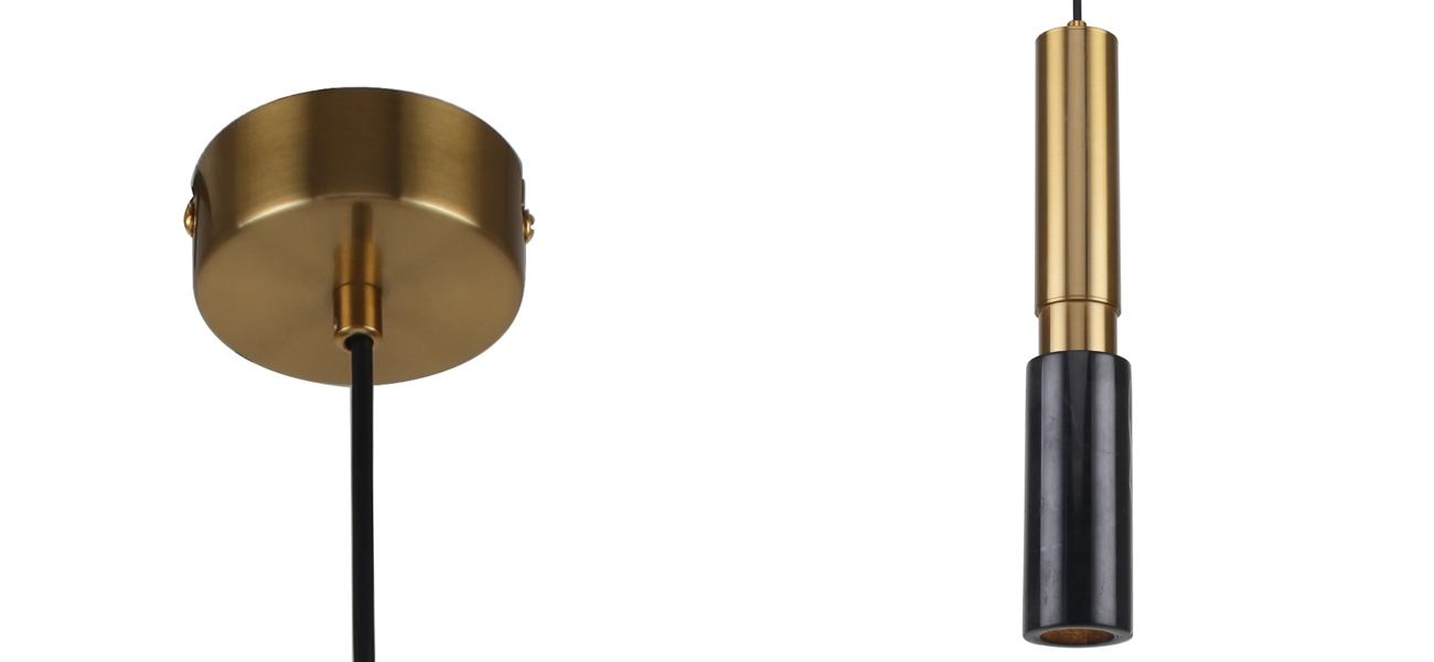 Подвесной светильник с плафоном из черного мрамора Shaw Marble - фото №1