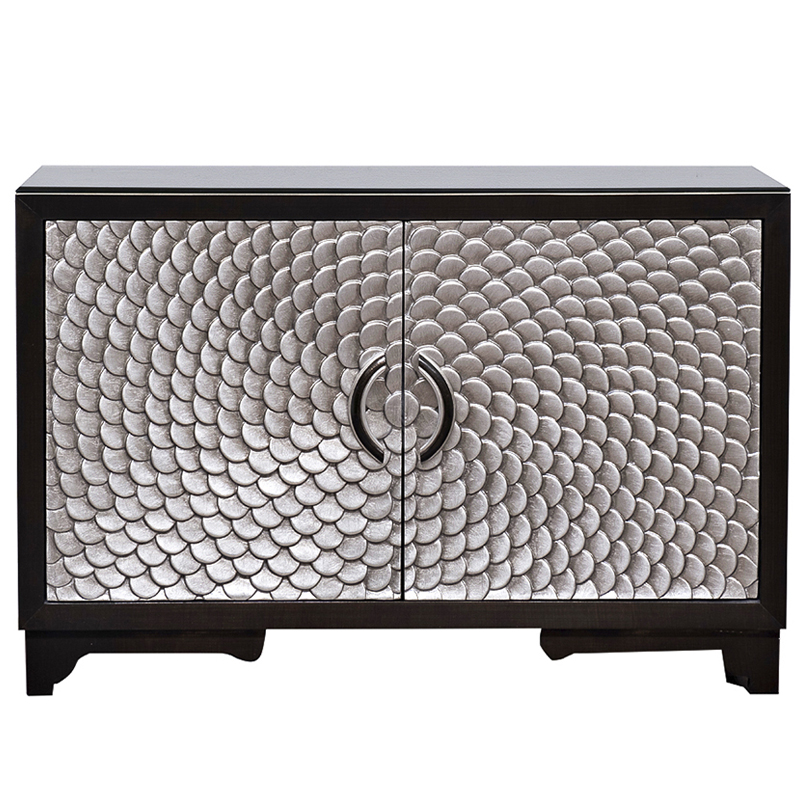 Комод с рельефным орнаментом Рыбья чешуя Fish scales Chest of drawers Черный Серебряный в Саратове | Loft Concept 