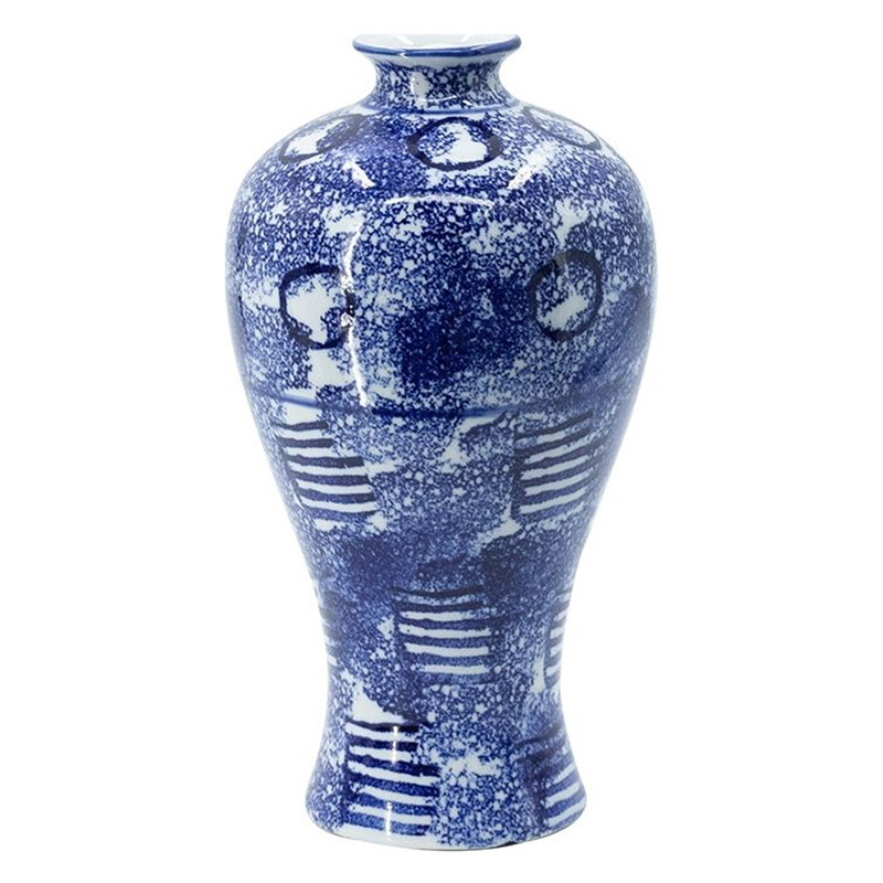 Ваза из фарфора сине-белого цвета Blue & White Ornament Белый Синий Ваза из фарфора сине-белого цвета Blue & White Ornament Белый Синий в Саратове | Loft Concept