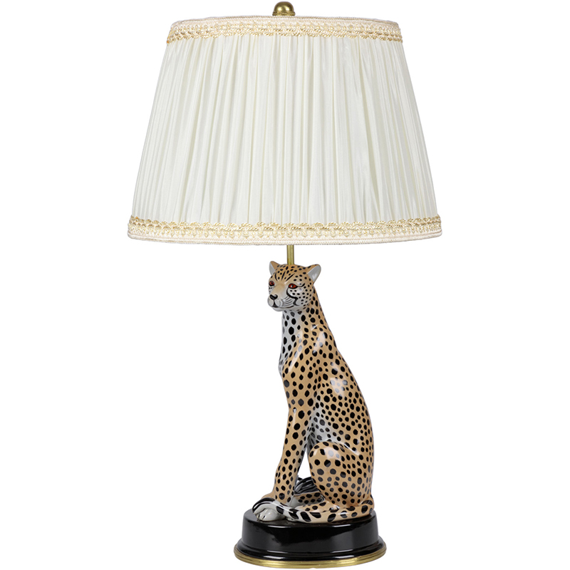 Настольная лампа с абажуром Leopard Table Lamp Кремовый Коричневый Черный в Саратове | Loft Concept 