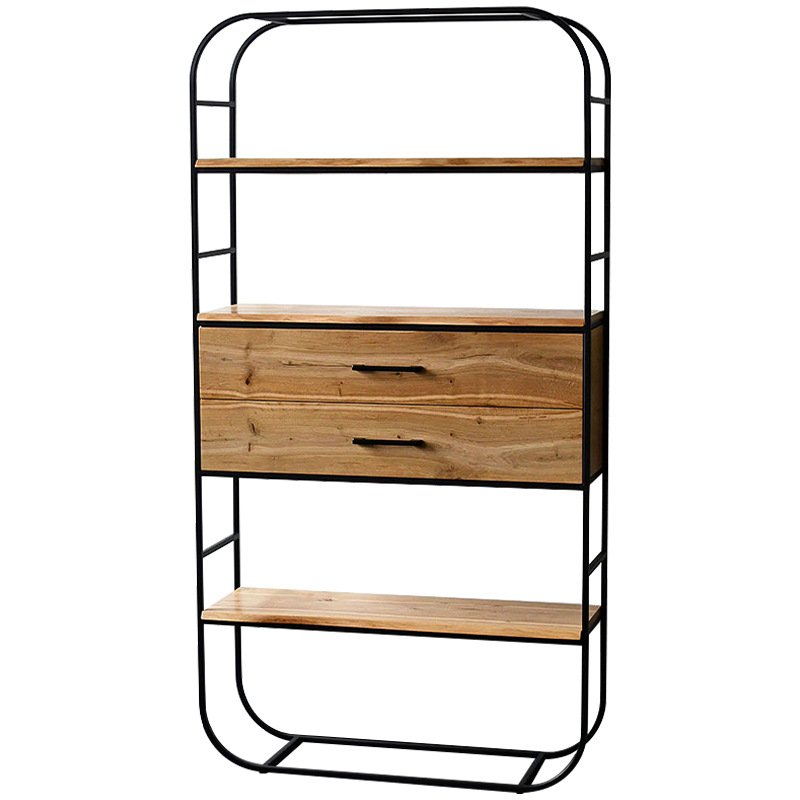 Стеллаж Glenn Industrial Metal Rust Two Drawers Rack Древесина Черный в Саратове | Loft Concept 