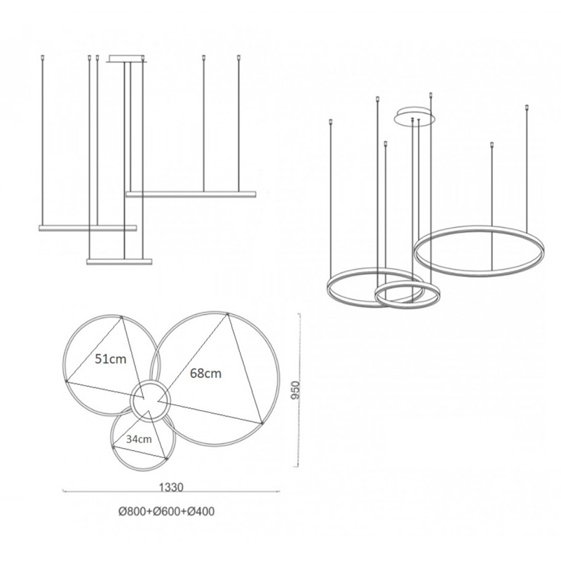 Люстра Crystal round chandelier 3 кольца Латунь в Саратове