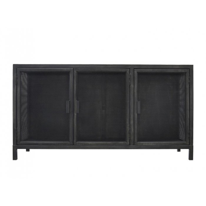 Буфет с 3-мя дверцами из металлической сетки Industrial Loft Dark Metal 3 Door Beto Cabinet Черный в Саратове | Loft Concept 