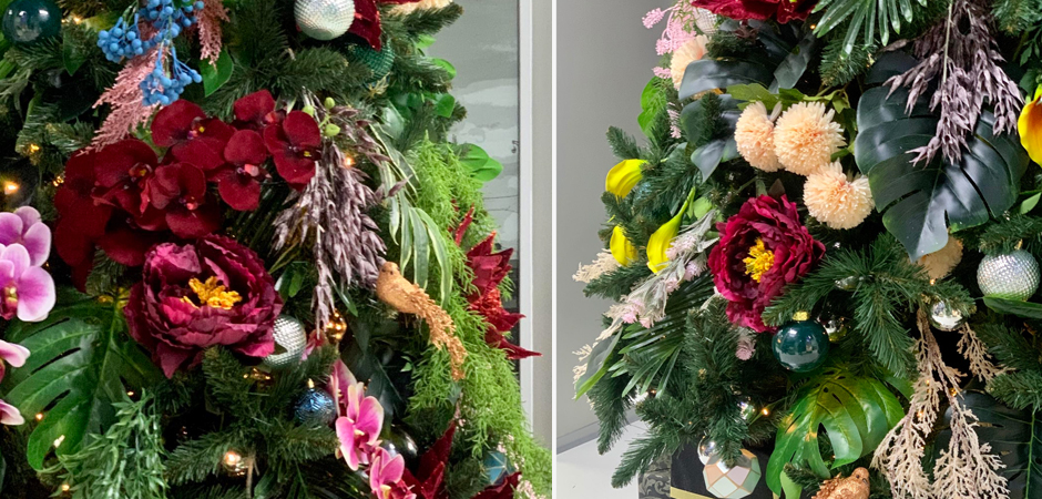 Ель Дизайнерская украшенная тропическими Цветами Christmas tree Tropical Flowers Ель Дизайнерская украшенная тропическими Цветами Christmas tree Tropical Flowers - Loft-Concept в Саратове