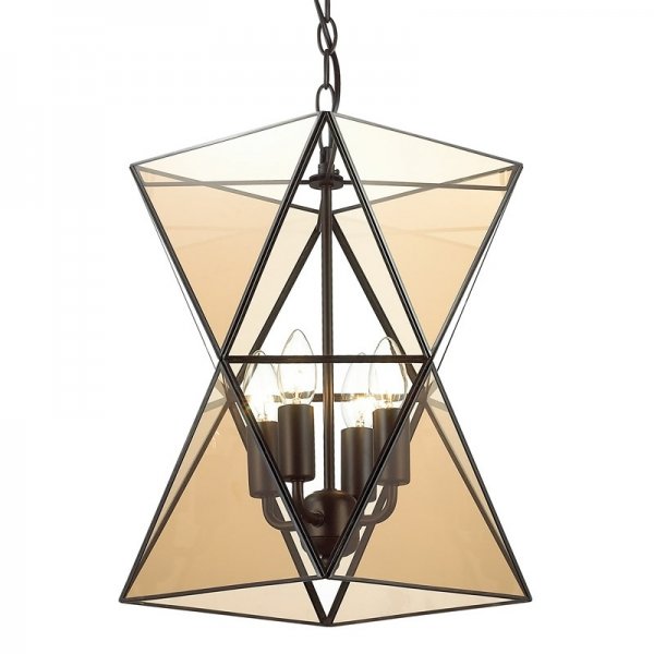 Люстра PolyPyramid Glass Pendant 4 Cognac Прозрачный в Саратове | Loft Concept 