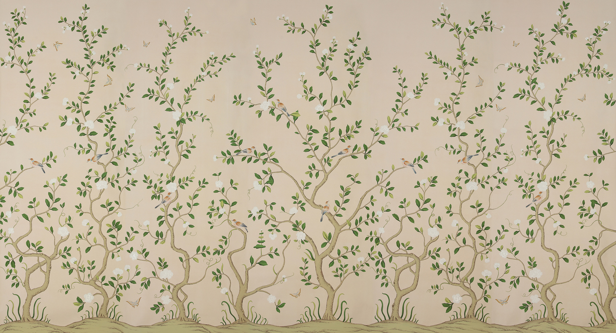 Обои ручная роспись Gustavian Garden Spring on Gentleman's Pink dyed paper Обои ручная роспись Gustavian Garden Spring on Gentleman's Pink dyed paper - постер Loft-Concept в Саратове
