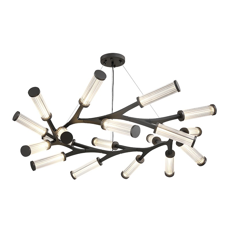 Люстра Cylinder Branches Chandelier Ring Black Черный Прозрачный в Саратове | Loft Concept 