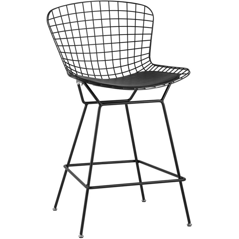 Полубарный стул Bertoia Barstool Черный Матовый Металл Черный в Саратове | Loft Concept 