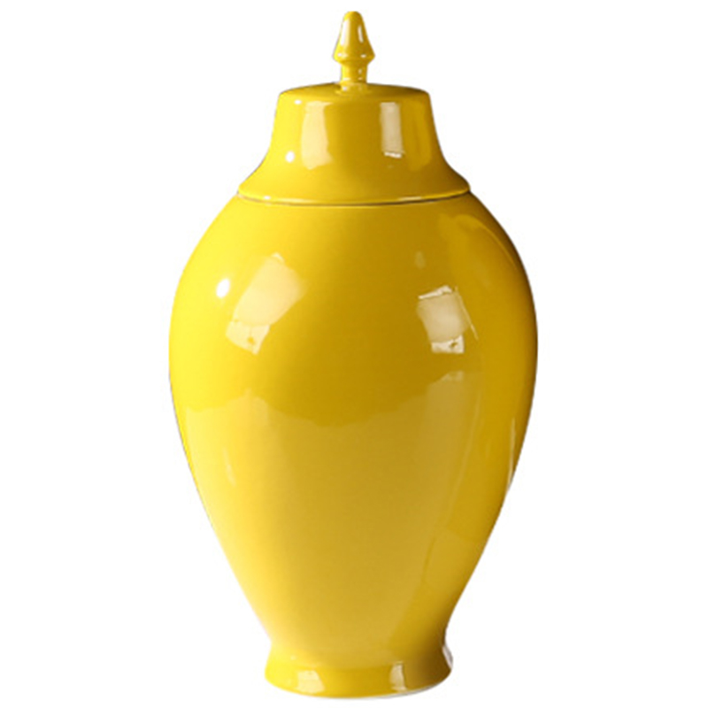 Ваза с крышкой Ceramic Yellow Vase Желтый в Саратове | Loft Concept 