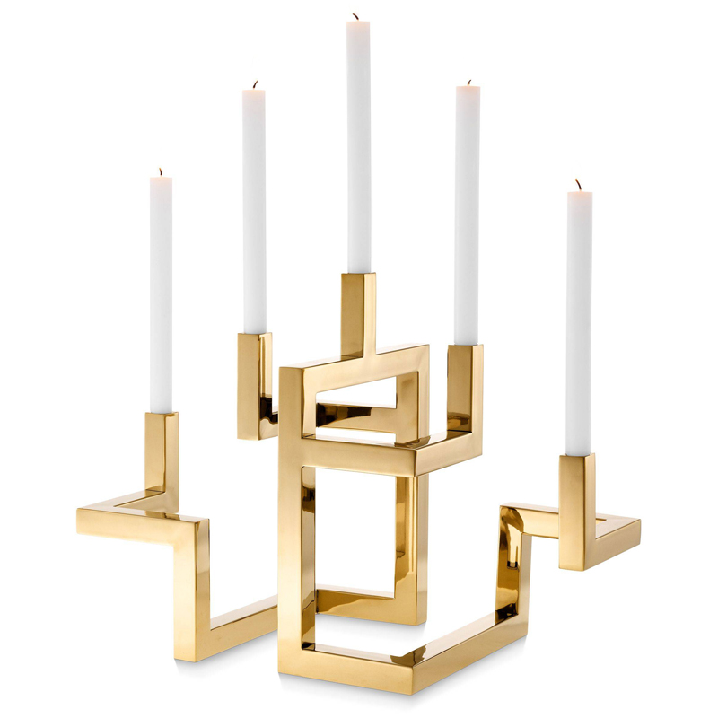 Подсвечник Eichholtz Candle Holder Skyline Латунь в Саратове | Loft Concept 